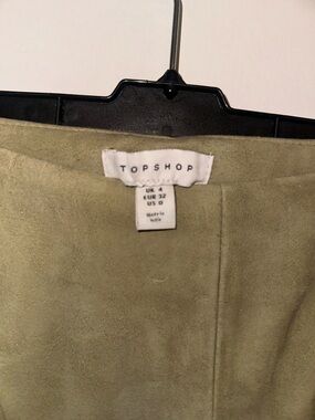 Topshop Olive Green Suede-Effect Mini Skirt